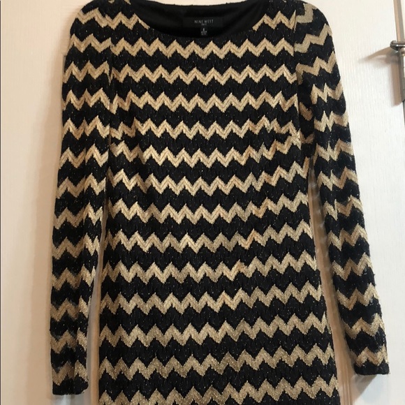 NINE WEST BLACK AND GOLD DRESS - Picture 2 of 4